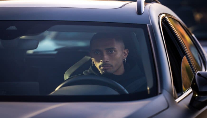 FC Barcelona player Raphina driving a CUPRA