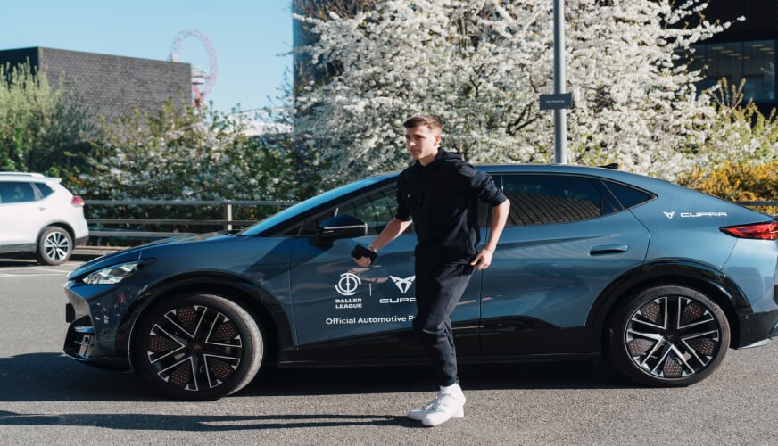 CUPRA x Baller League UK arrival in the CUPRA Tavascan