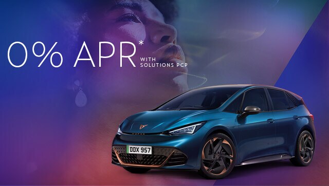 The new CUPRA Born lava blue colour with Aero wheels