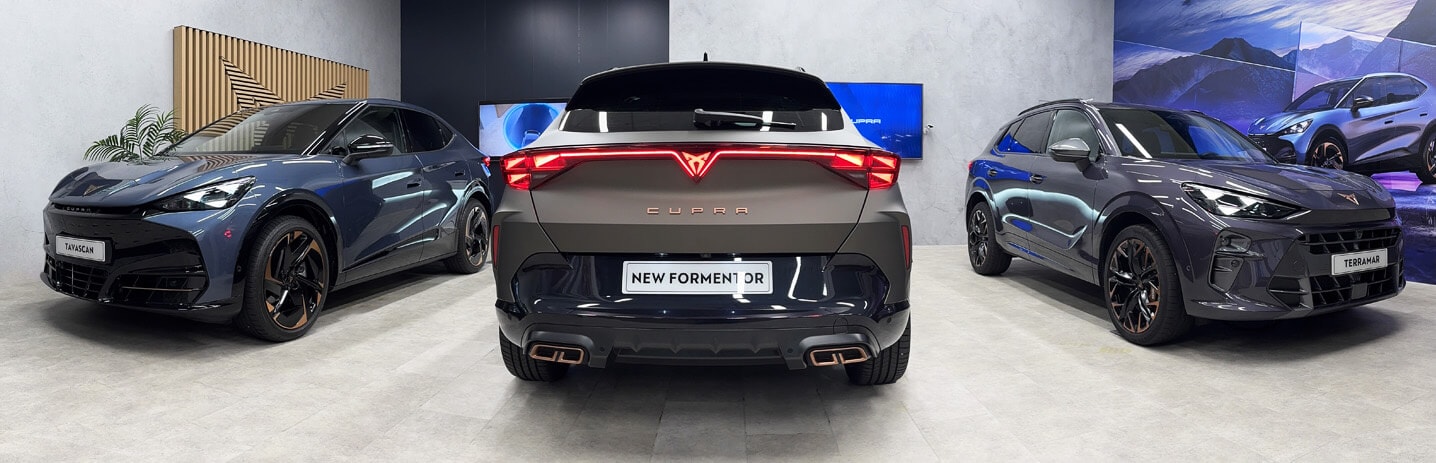 CUPRA models in a showroom