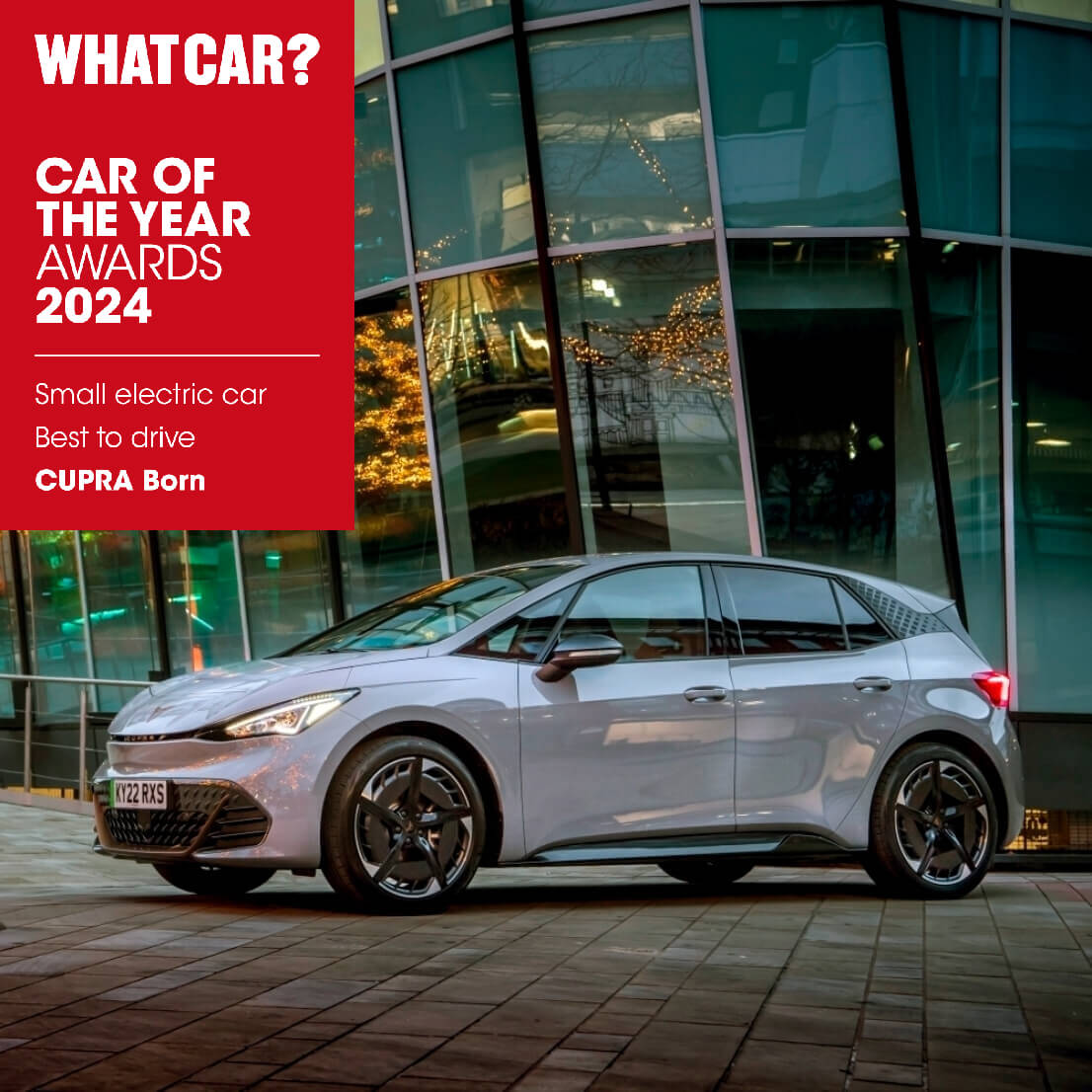 CUPRA Born in front of a building