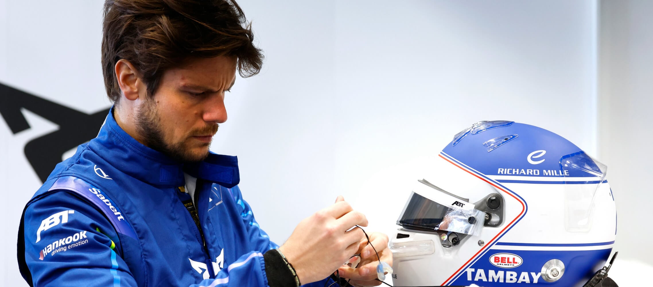 Adrien Tambay checking his equipment