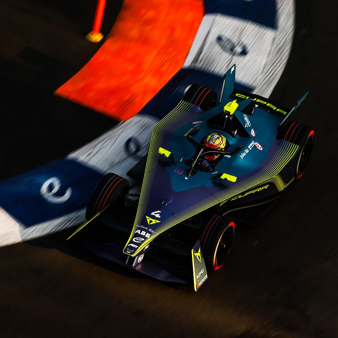 ABT CUPRA Formula E racecar on a track