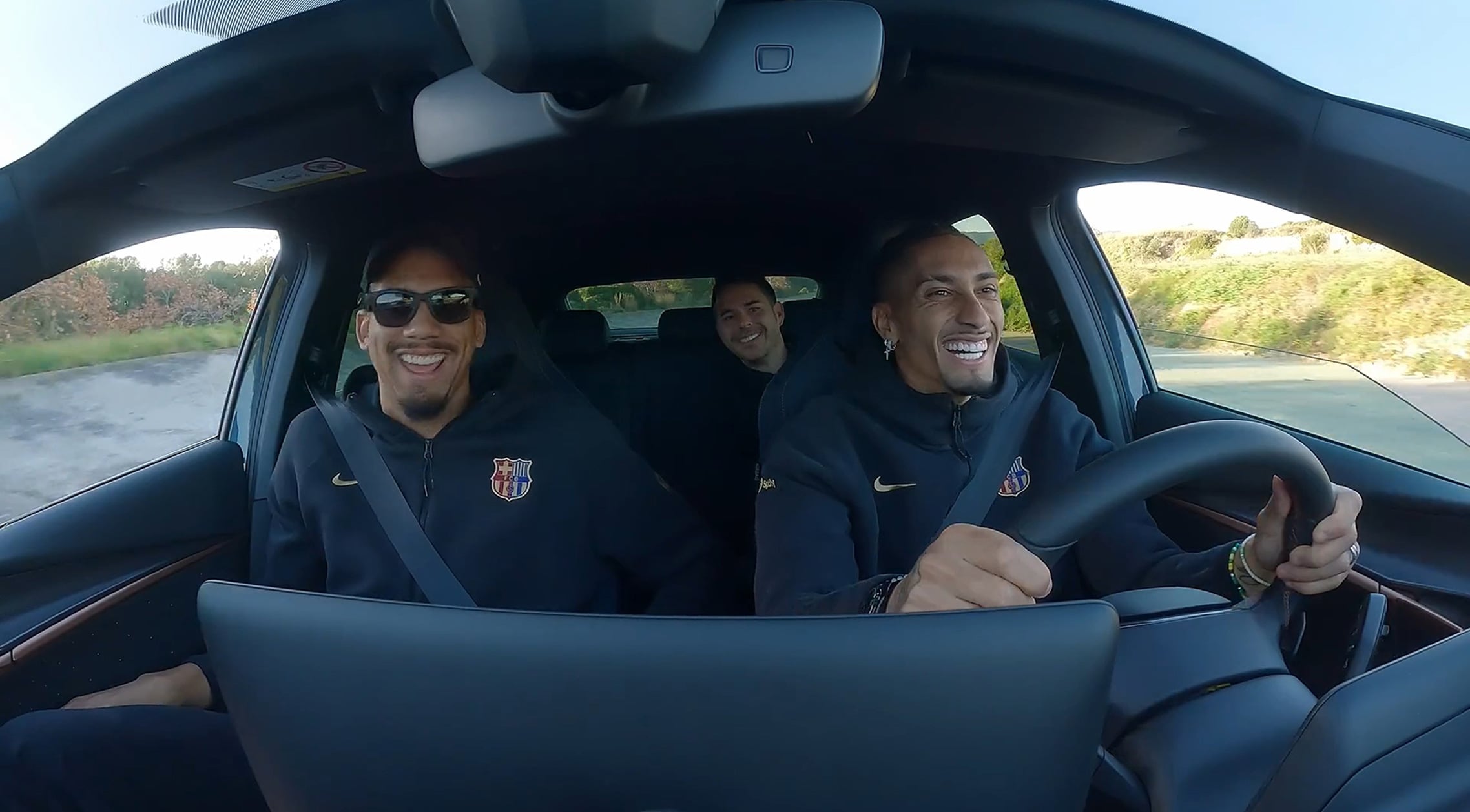 Barcelona FC players driving a CUPRA Terramar Barcelona FC players driving a CUPRA Terramar