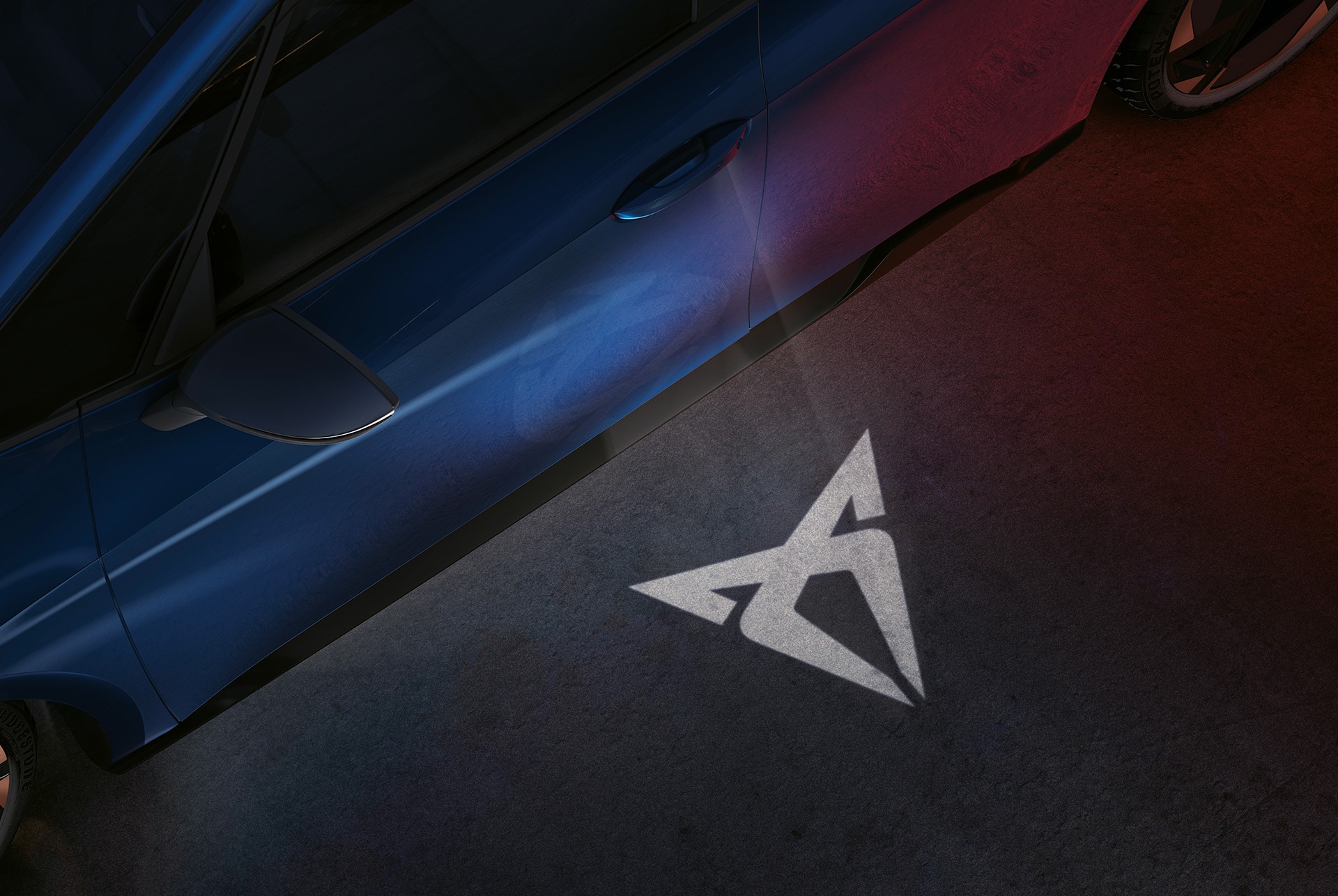 CUPRA Born with welcome light logo