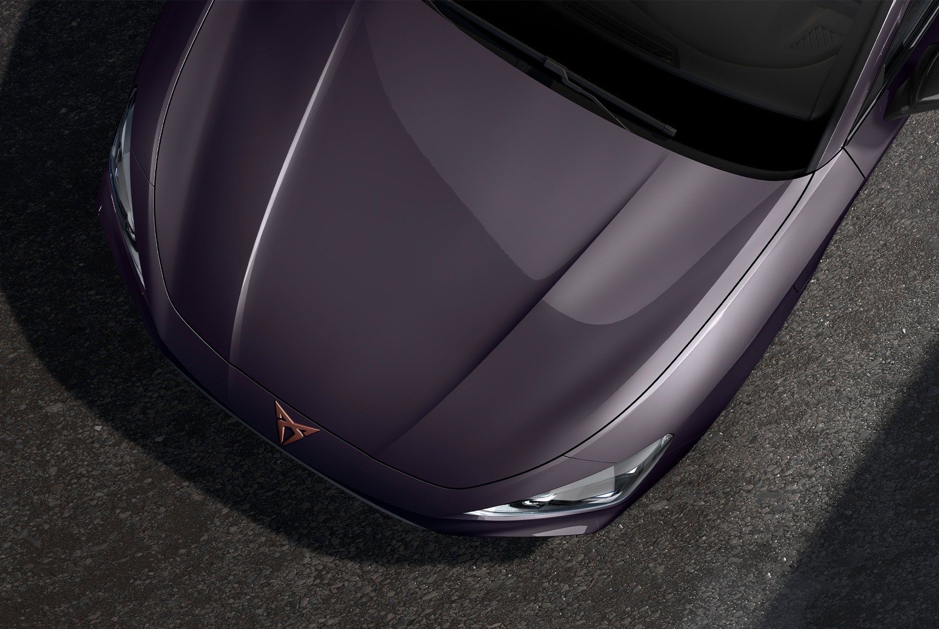 bird’s eye view of a Dark Void CUPRA Leon Estate 2025 car hood