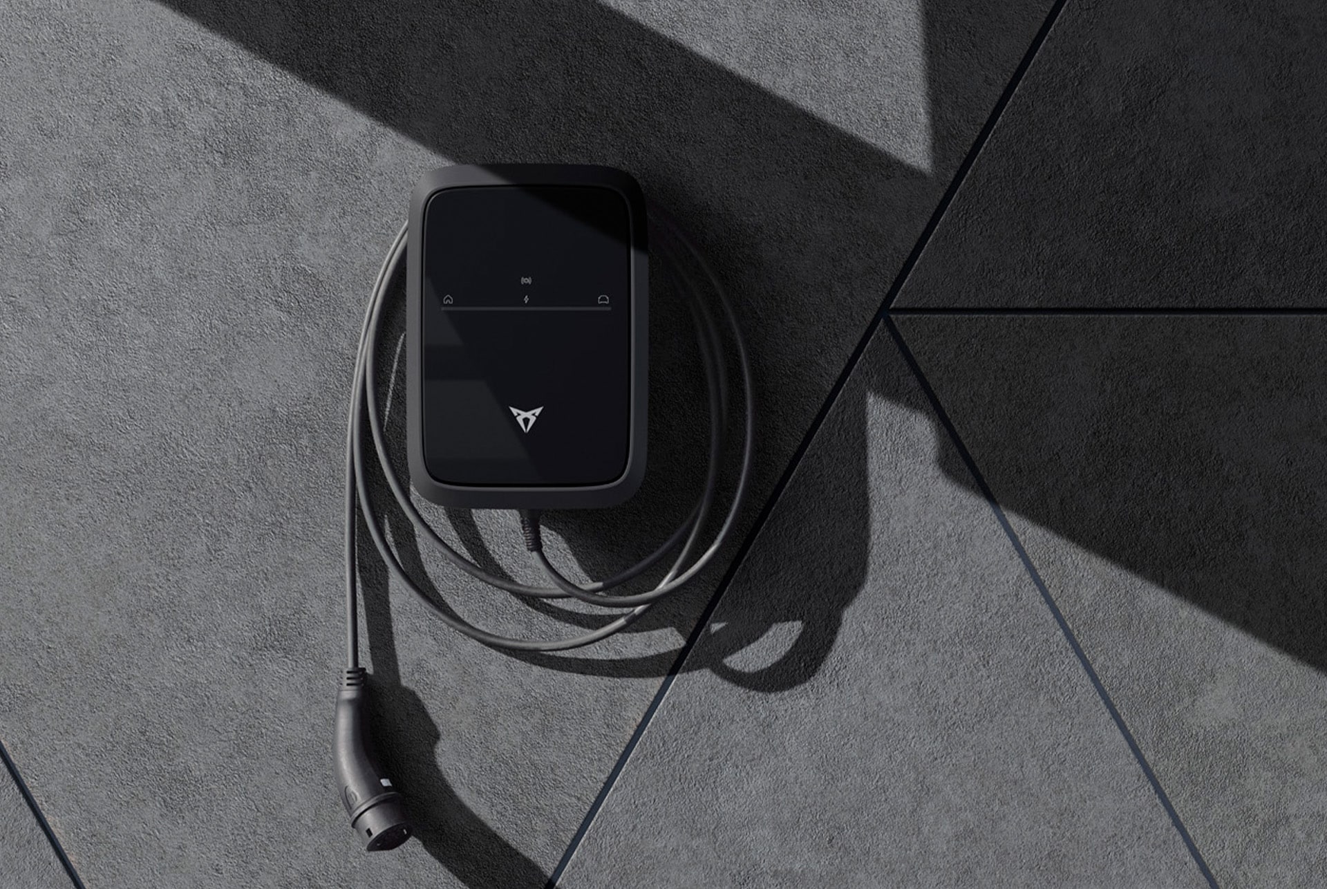 Close-up of the CUPRA charger to showcase how easy is to charge your Leon Estate at home, and faster than ever before.