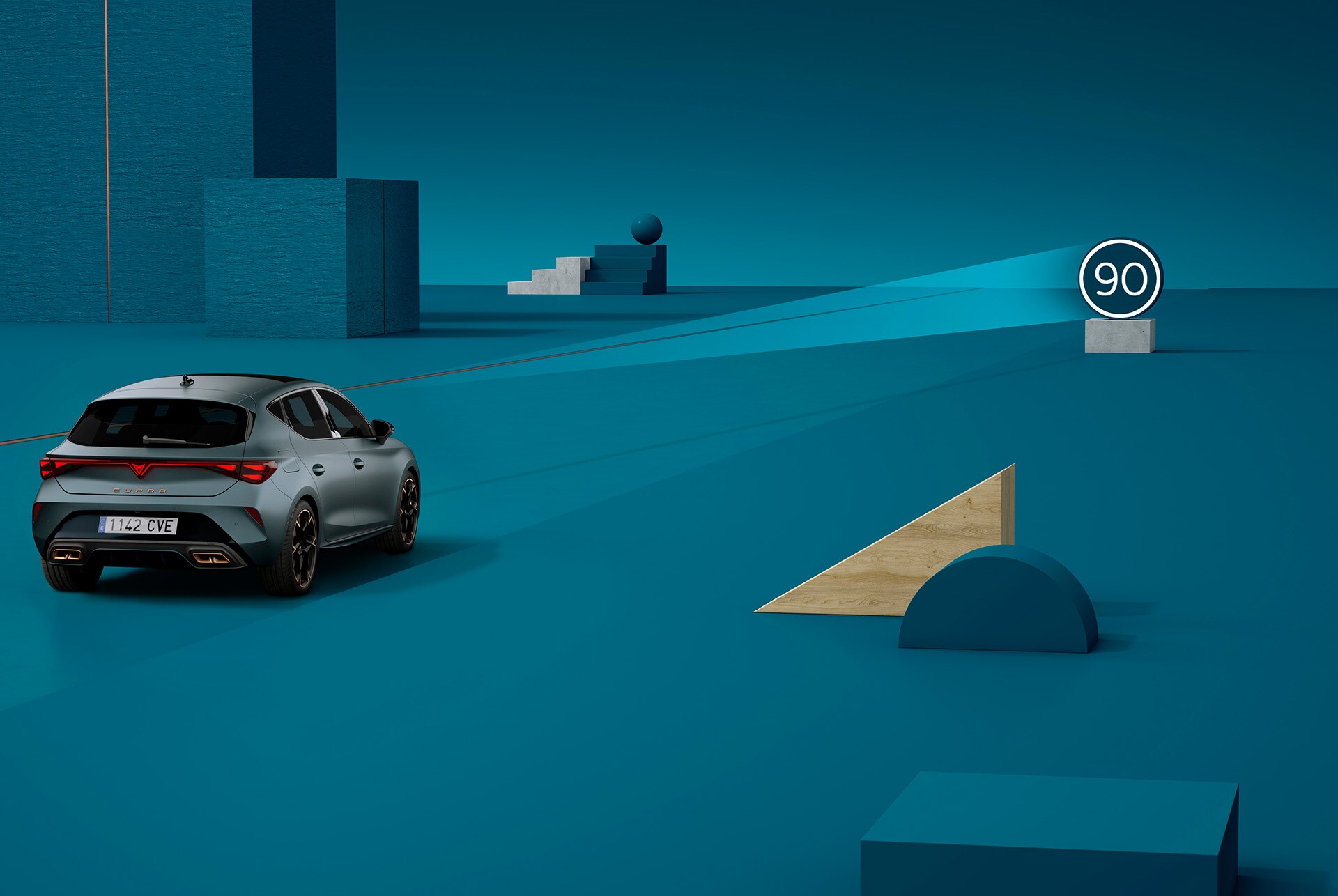 how to use new cupra leon 2024 traffic sign recongnition, demo, blue background