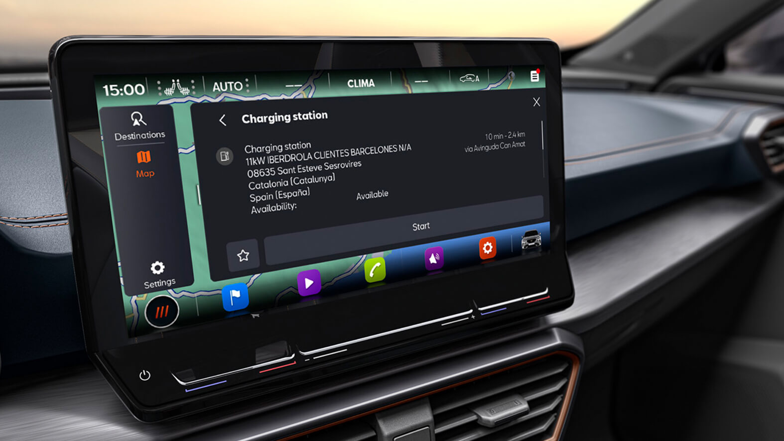 cupra connect voice control infotainment system to locate nearest petrol stations and prices