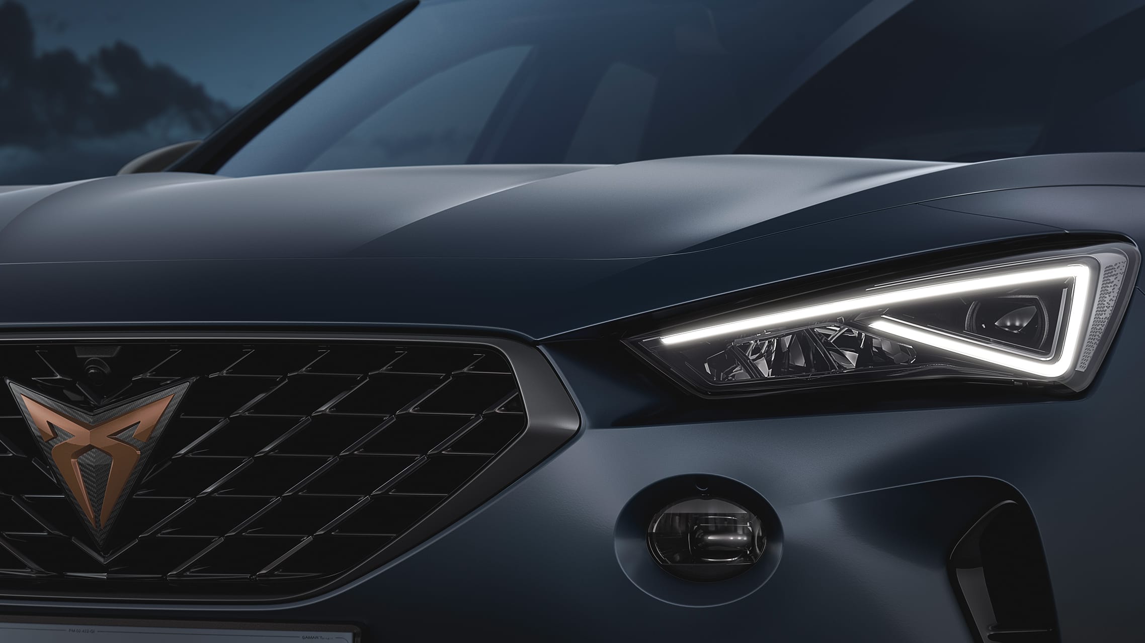 new cupra formentor compact suv with chromed front grille adorned with CUPRA logo