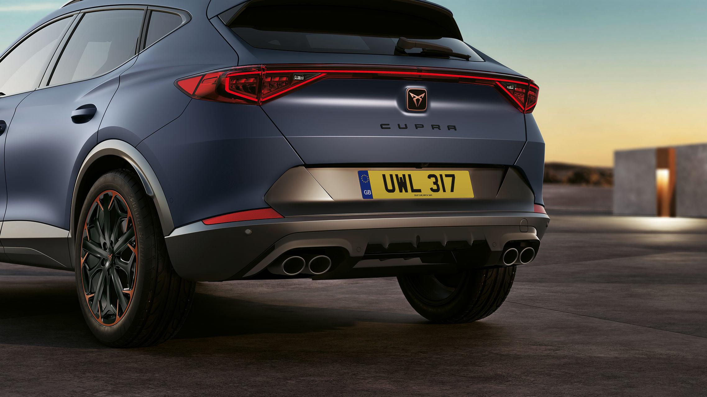new cupra formentor compact suv twin tailpipes in sport black matte finish
