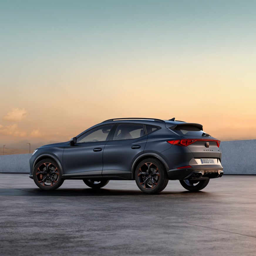 new cupra formentor compact suv with aerodynamic spoiler
