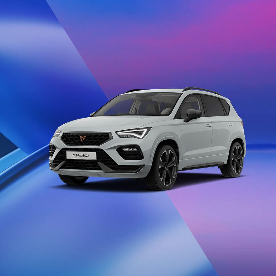 A CUPRA Ateca on a purple and blue background