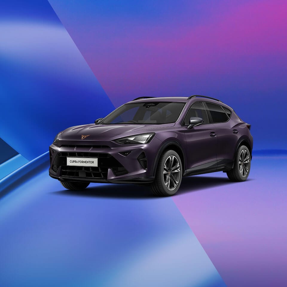 A CUPRA Formentor on a purple and blue background