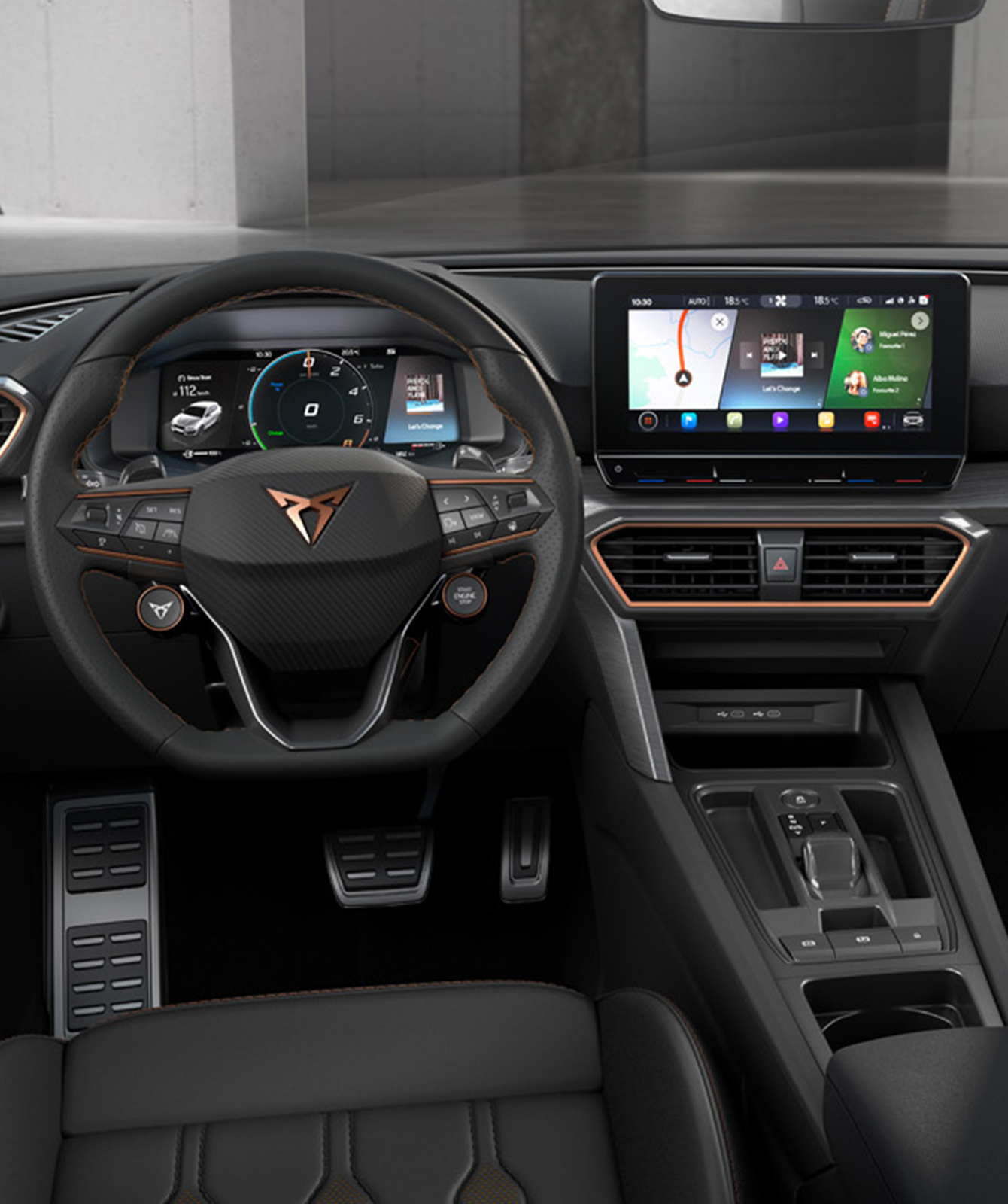 CUPRA interior and steering wheel