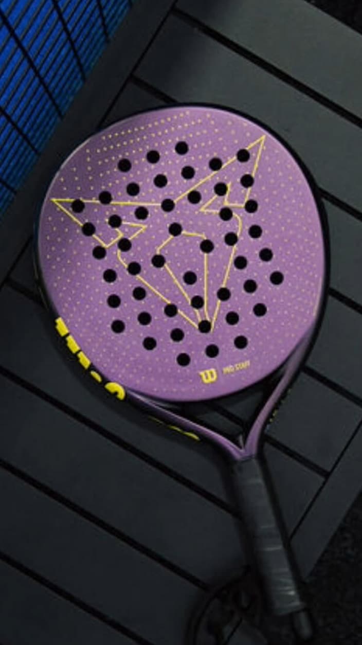 A purple padel racket
