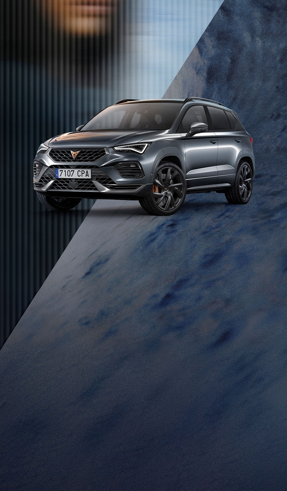 A CUPRA Ateca with a blurred image of a person in the background