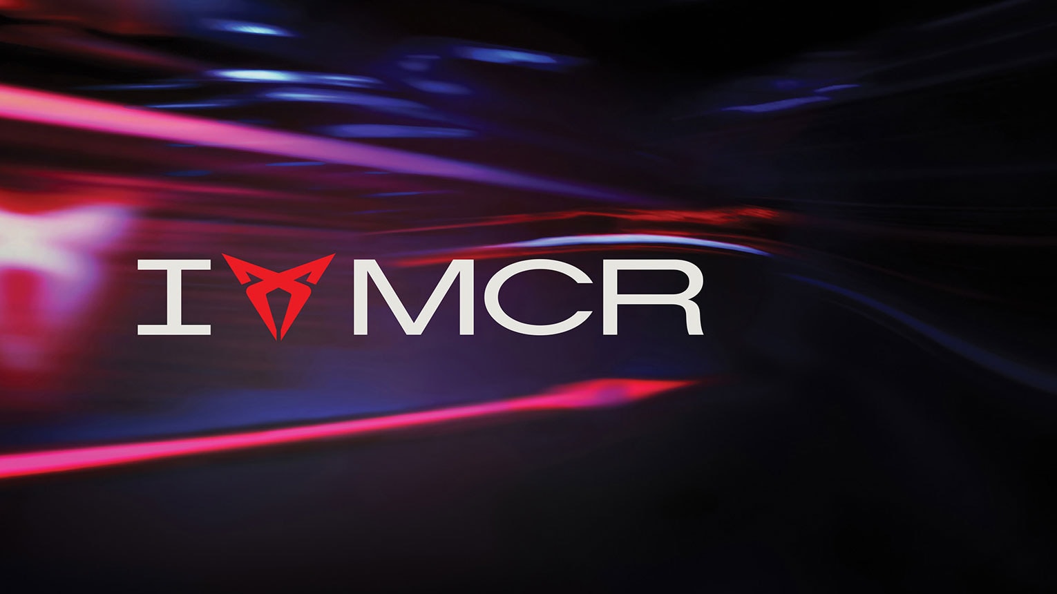  I CUPRA MCR logo on a black background with pink wavey lines