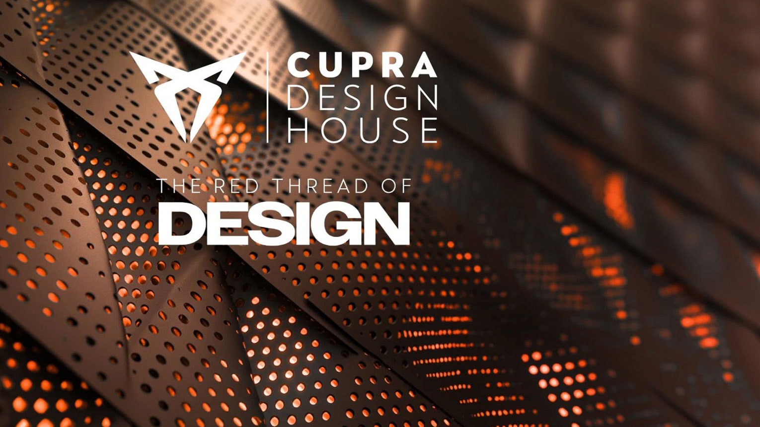 Close up of black leather interior with red thread. text reads CUPRA DESIGN HOUSE