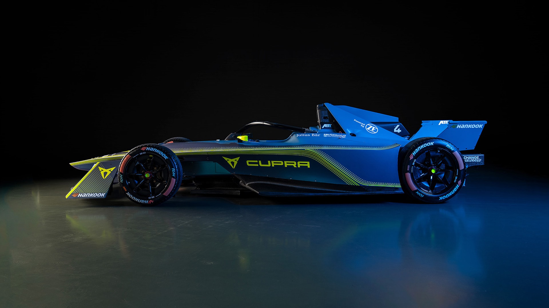 Side view of a CUPRA Formula E car