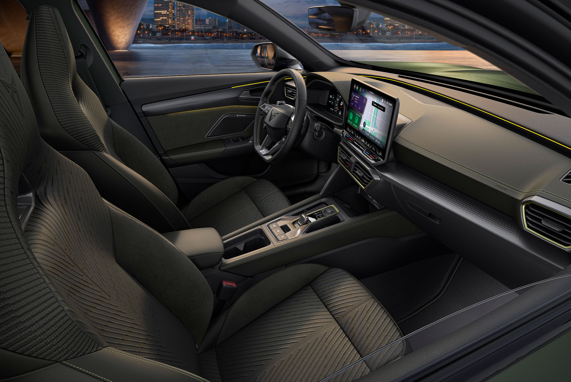 Interior shot of the CUPRA Formentor to showcase details of the Tribe Edition, such as the upholstery, crafted with sustainable centre fabrics.