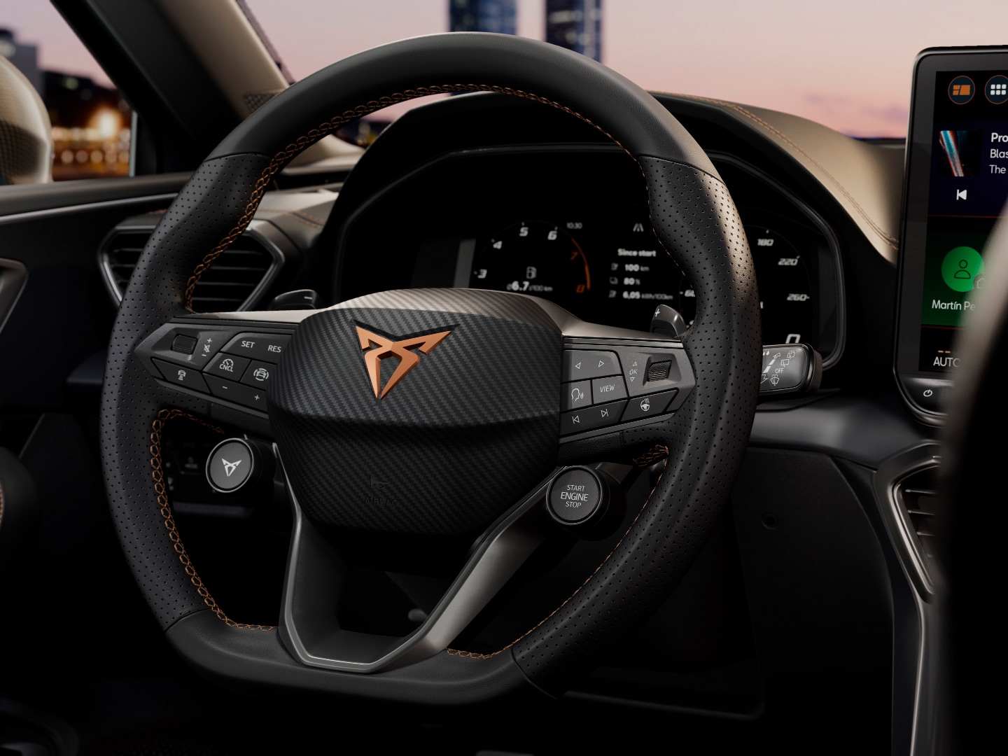 CUPRA Leon Estate with park assist, pre-crash feature and lane keeping, among other safety and parking functionalities.