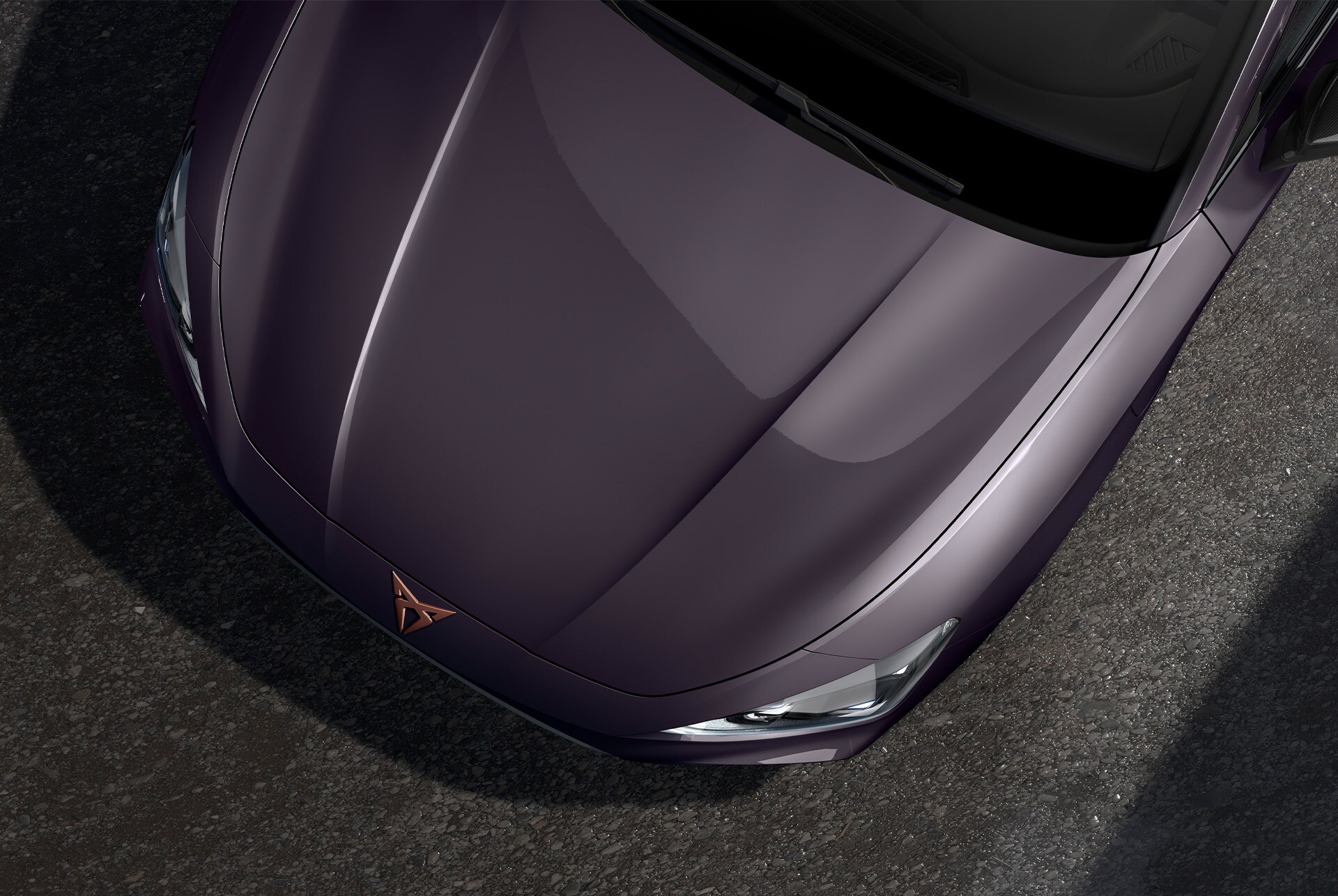 bird’s eye view of a Dark Void CUPRA Leon Estate car hood