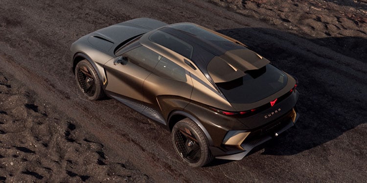 Side view of the Tindaya showcar in the desert 