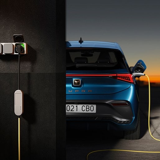 a charger in the boot of a cupra tavascan phev