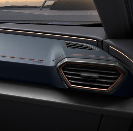 new cupra formentor compact suv copper detailing around air vents